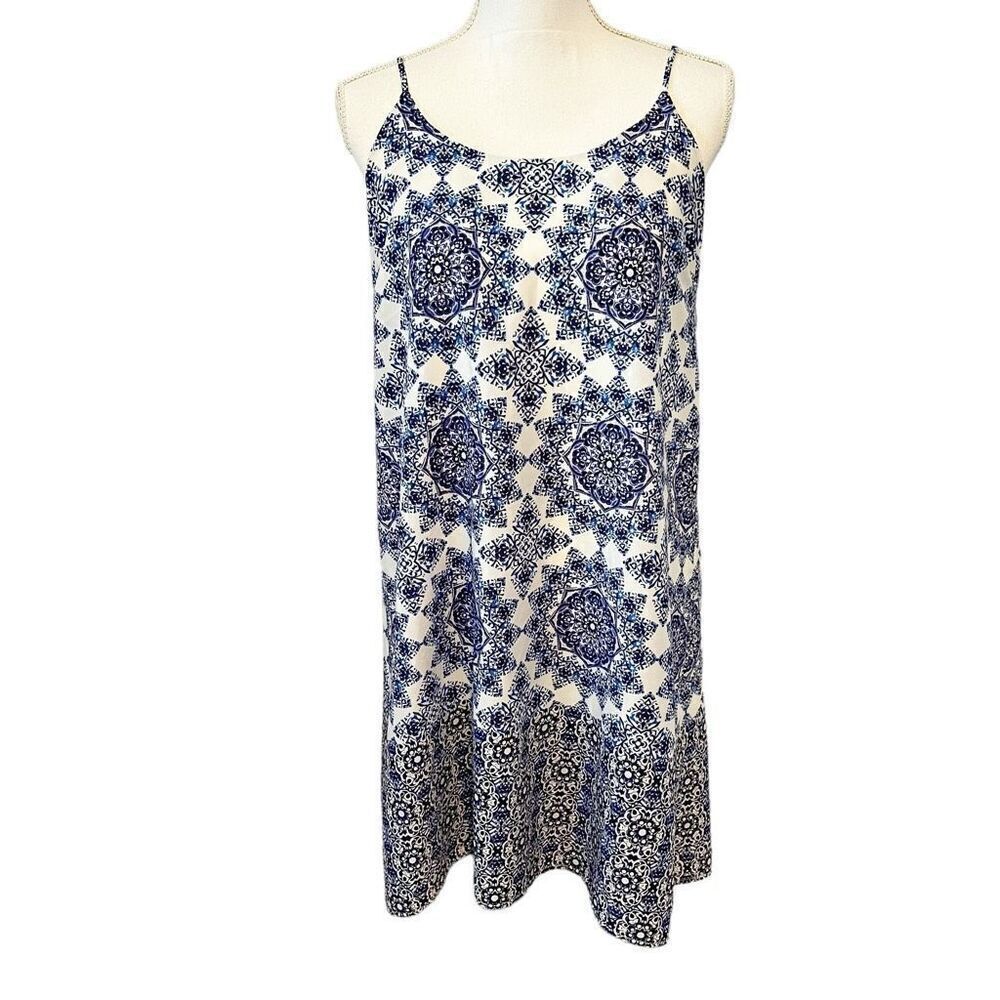 Everly Blue and White Halter Sundress Adjustable Straps SizeโSmall